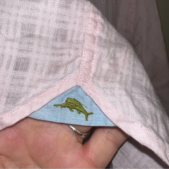 Tommy Bahama Linen Blend Button Down Shirt Pink Size XL - Picture 4 of 10